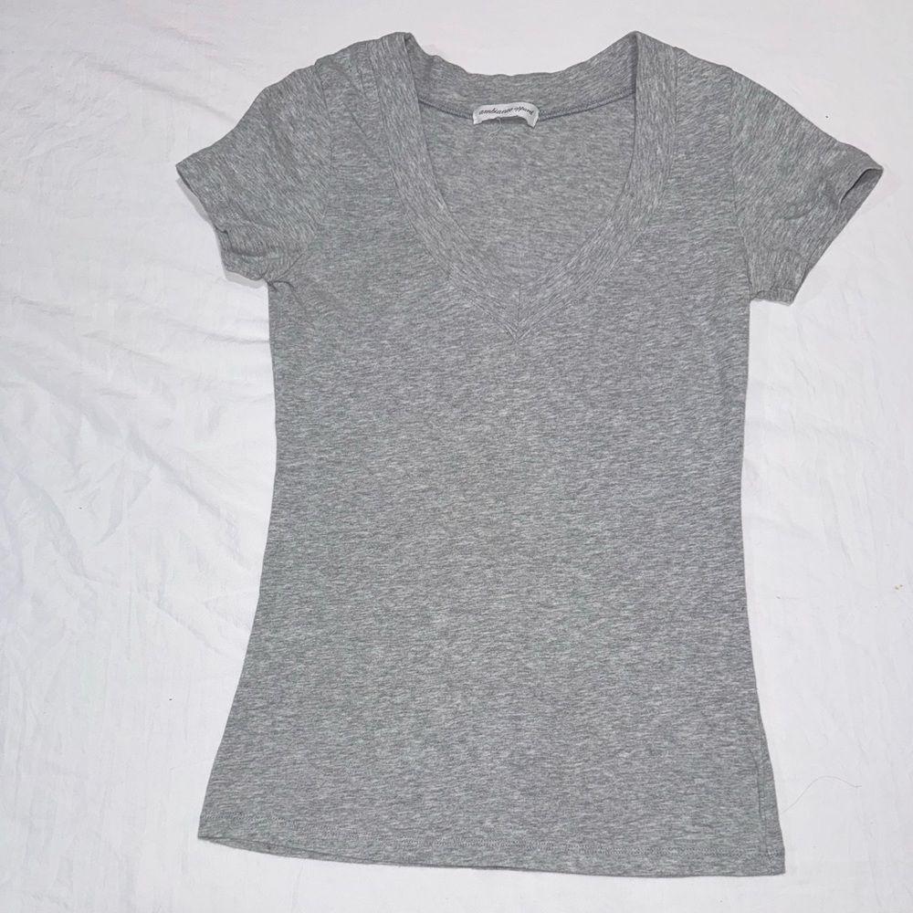 Ambiance Apparel Heather Gray V-Neck Tee